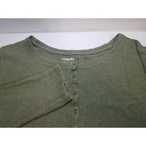 Cabelas Womens Size XL Green Stretch 1/2 Button Up Long Sleeve‎ Shirt Top